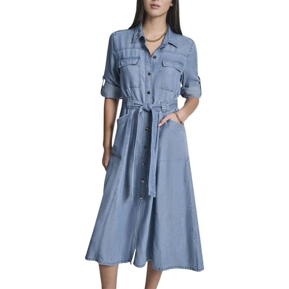 Dkny Womens  Roll Tab Cargo Dress, Blue